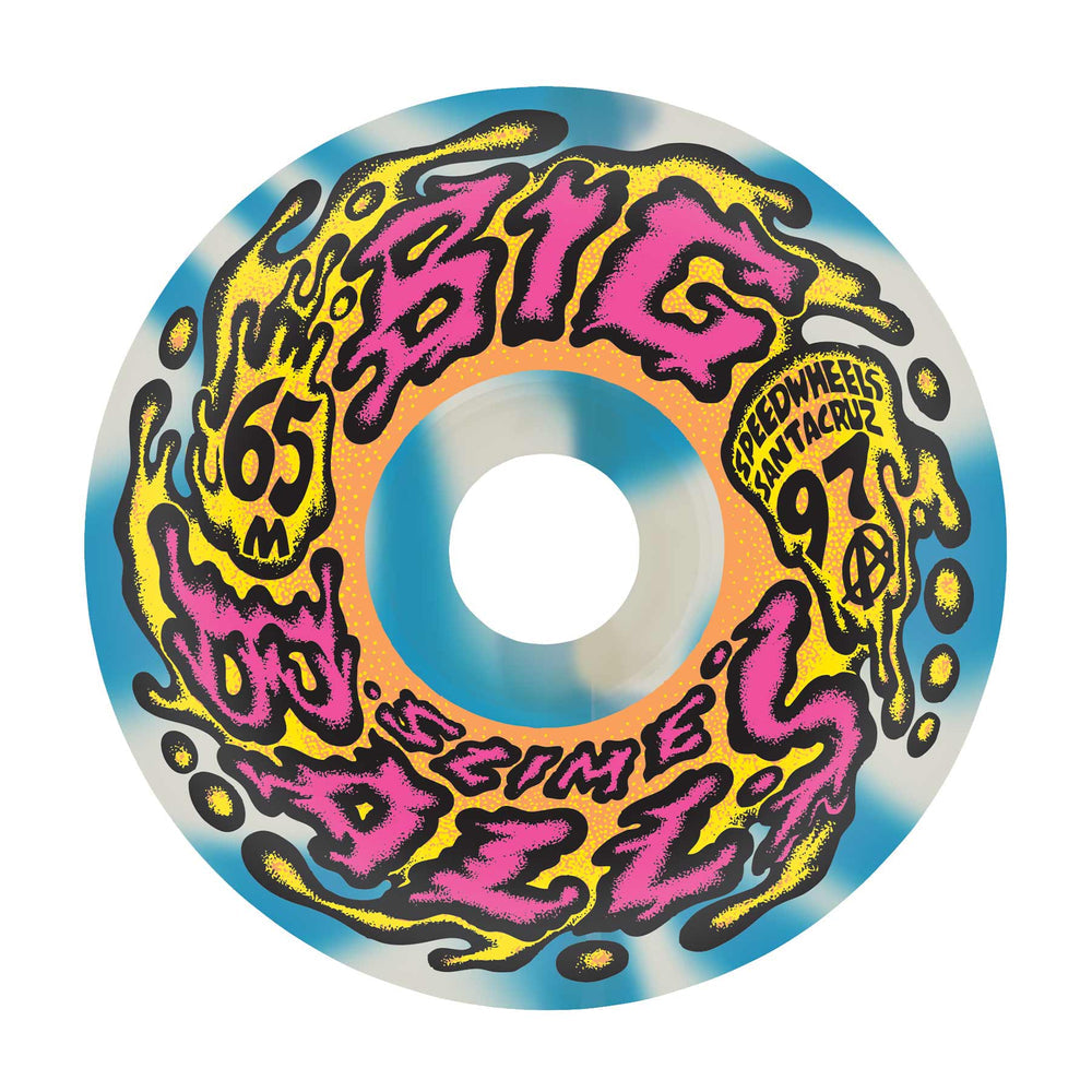 Slime Balls Wheels 65mm Big Balls Blue White Swirl 97a