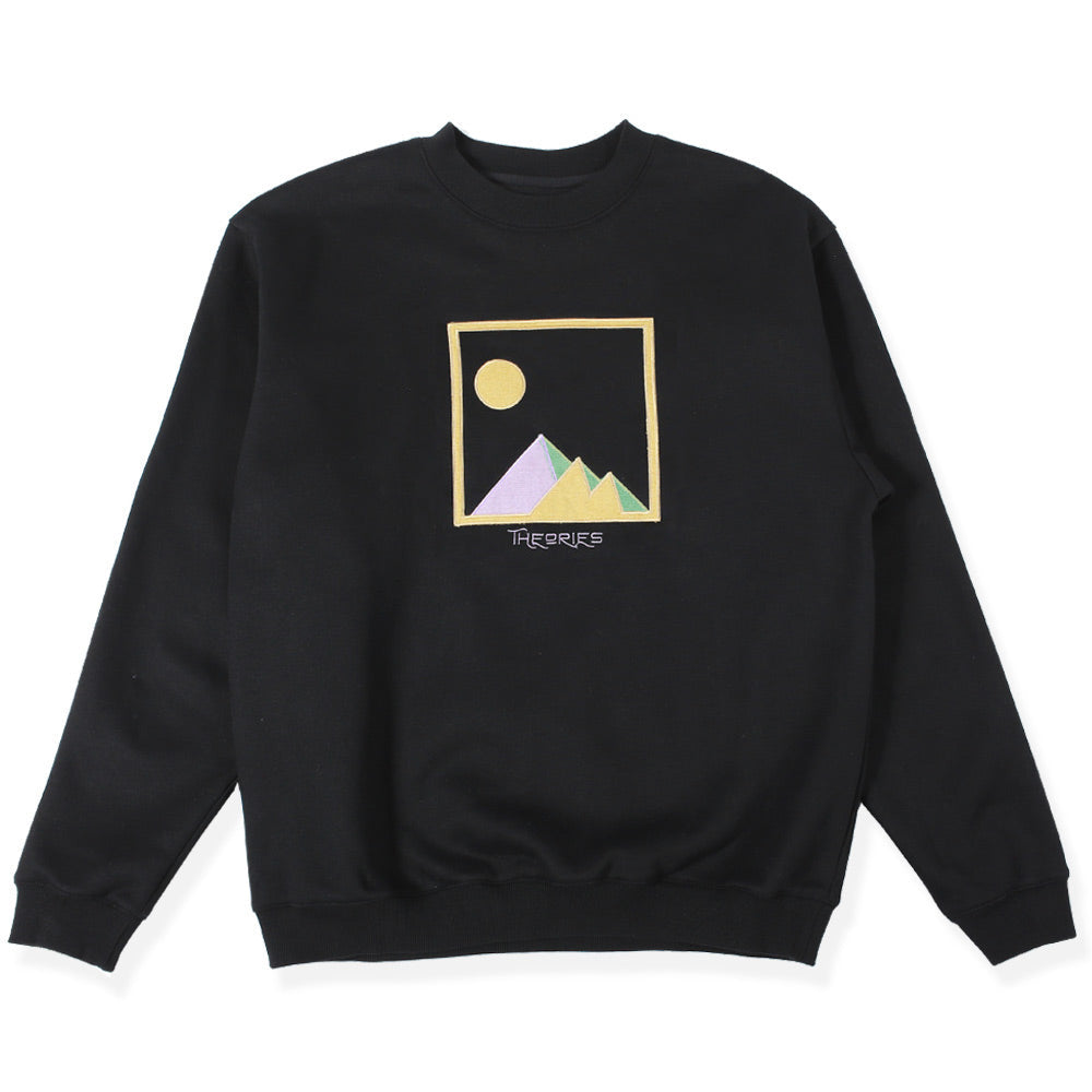 Theories Giza Applique Crewneck Sweatshirt Black